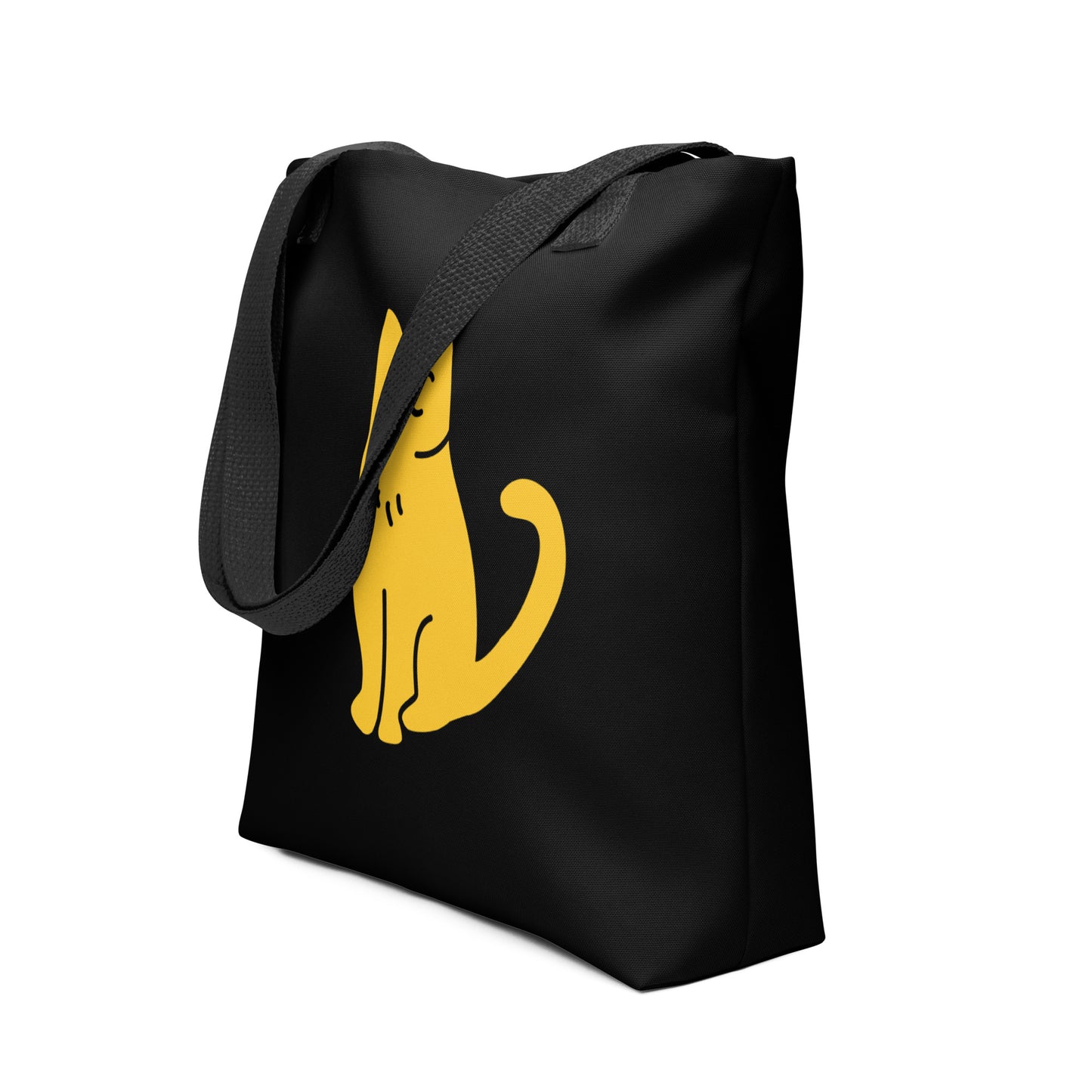 Cat Sitting Black Tote Bag