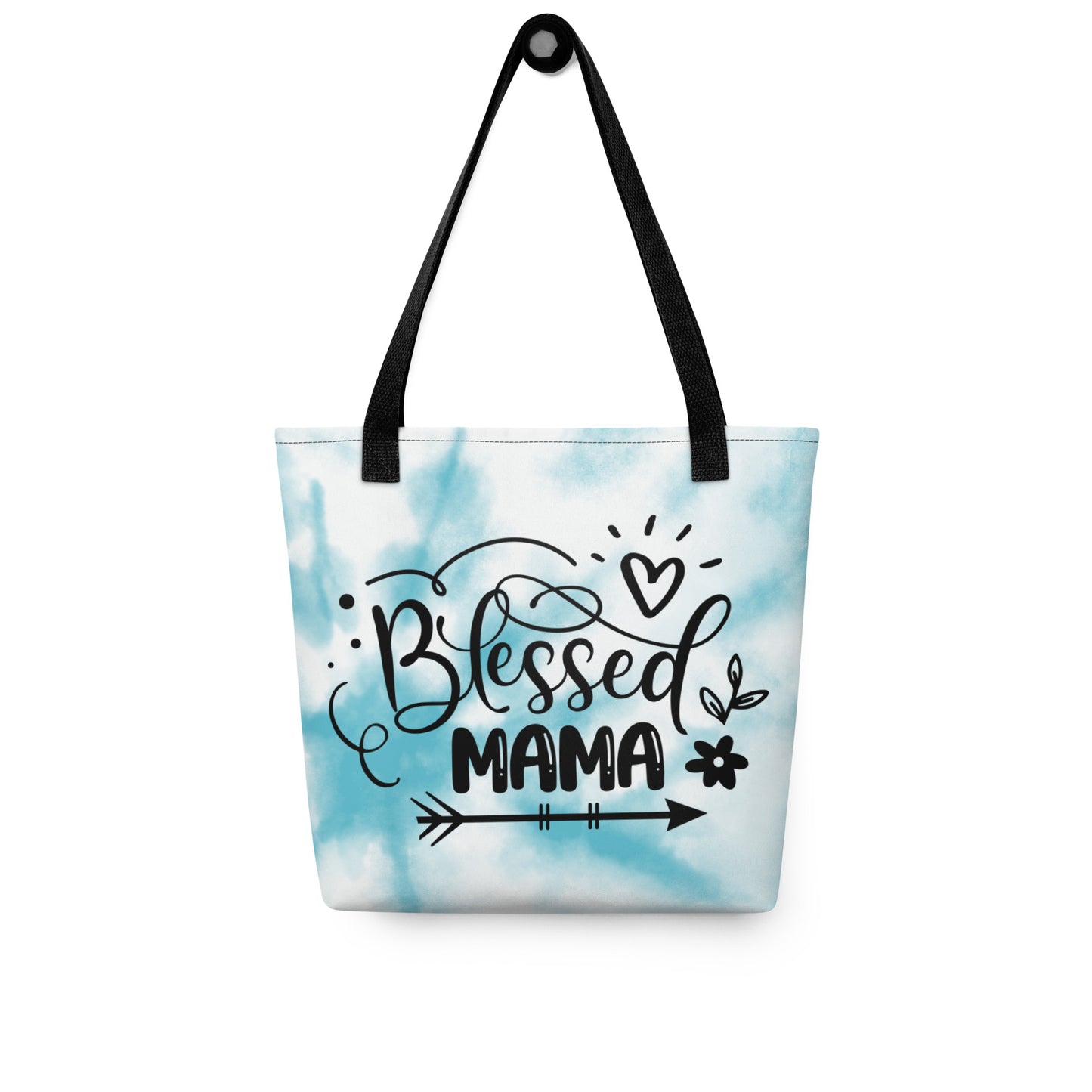 Blessed Mama Light Blue Tie Dye Tote Bag