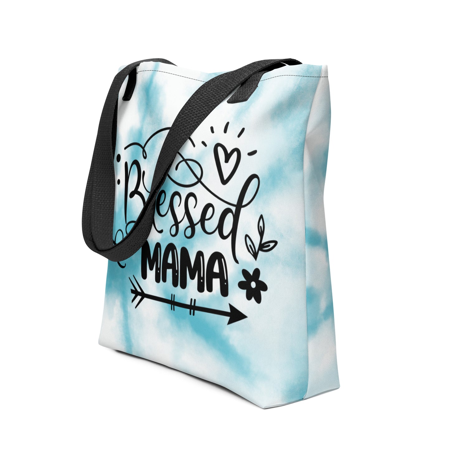 Blessed Mama Light Blue Tie Dye Tote Bag