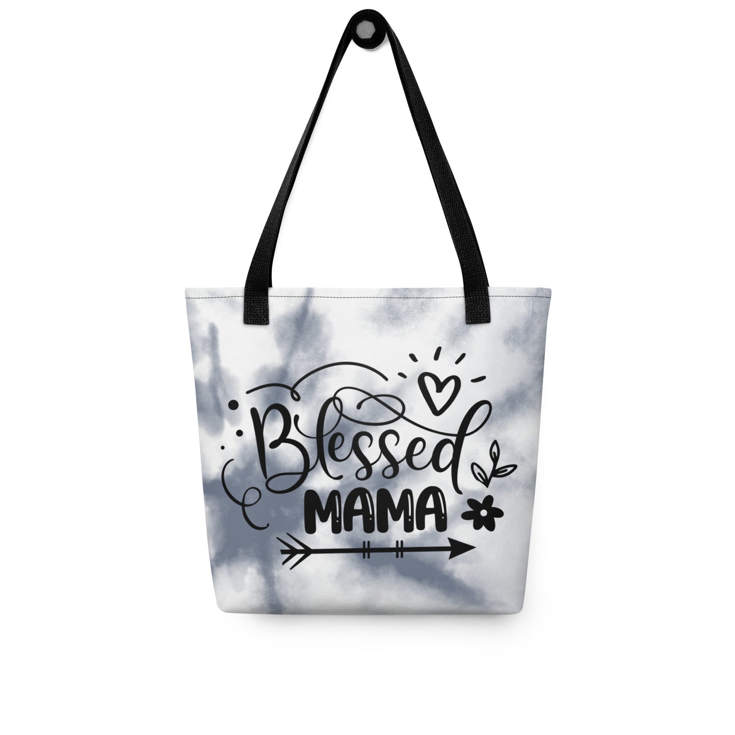 Blessed Mama Gray Tie Dye Tote Bag