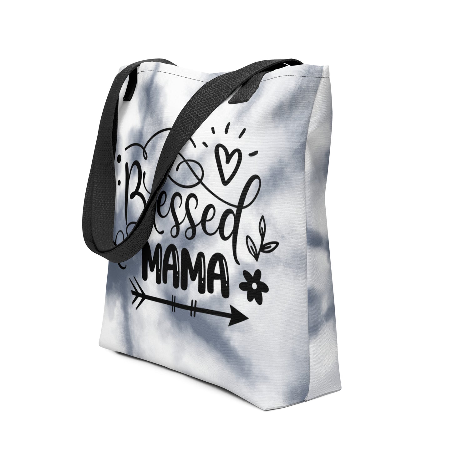 Blessed Mama Gray Tie Dye Tote Bag