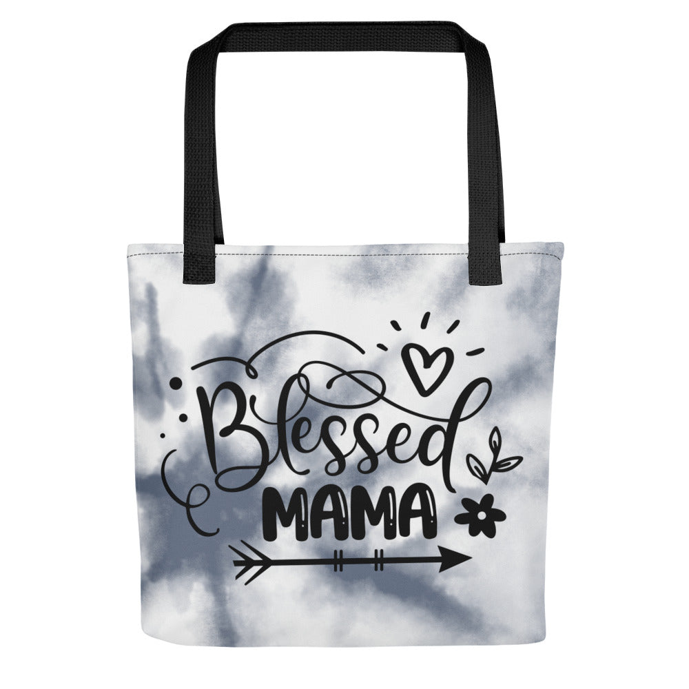 Blessed Mama Gray Tie Dye Tote Bag