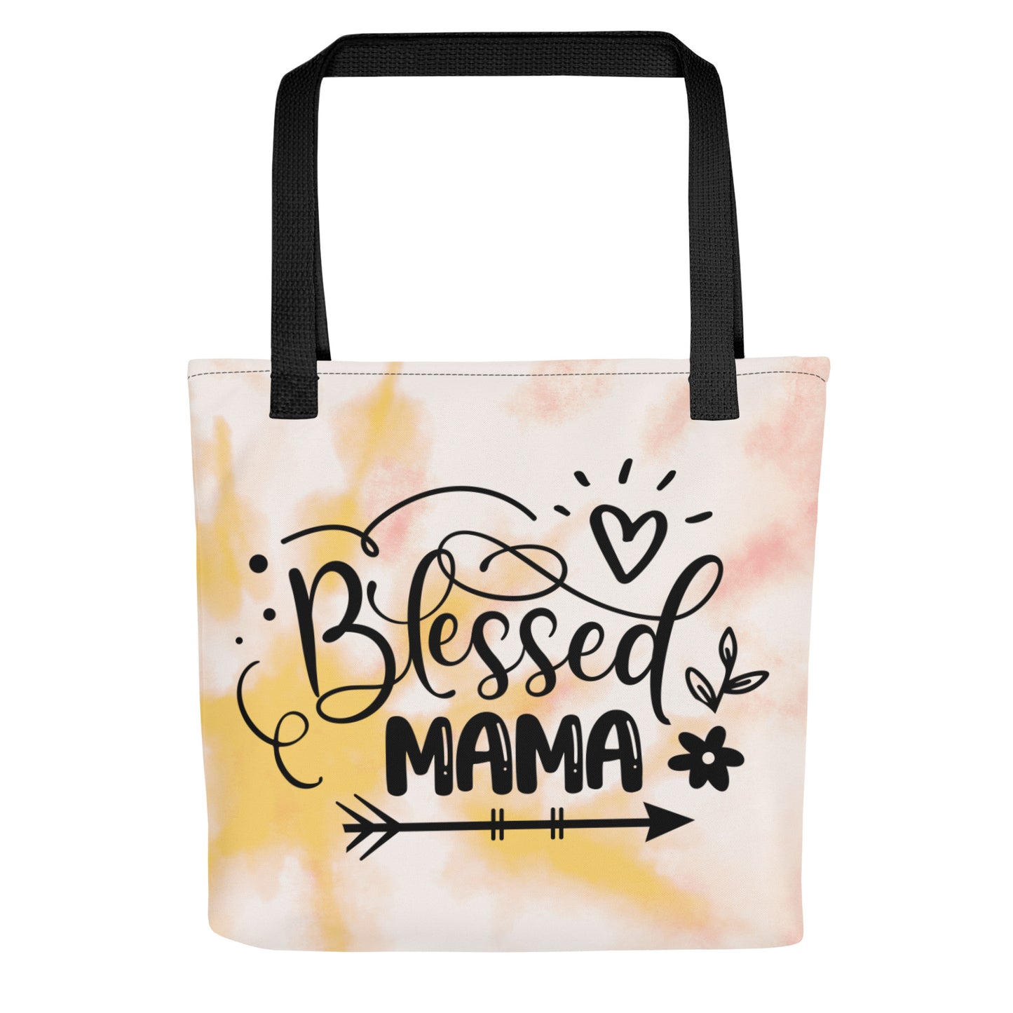 Blessed Mama Orange Tie Dye Tote Bag