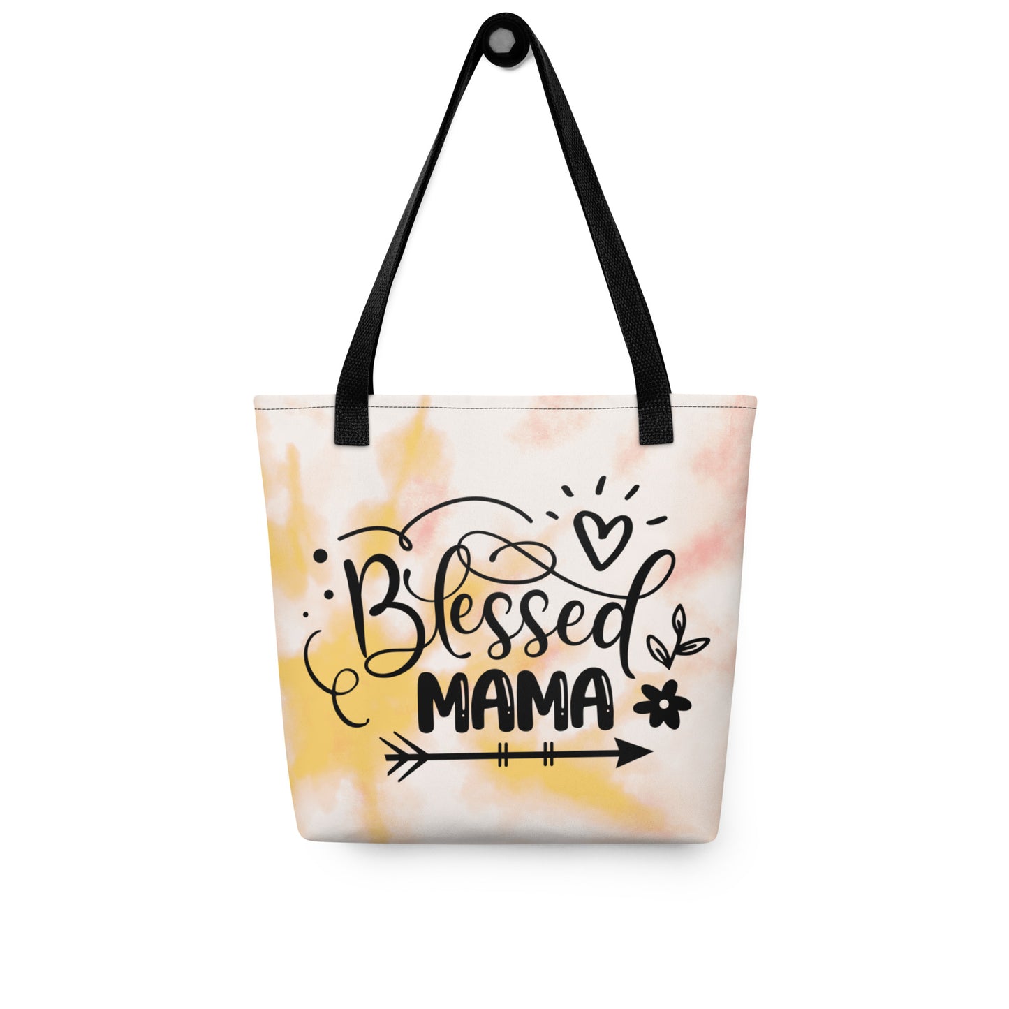 Blessed Mama Orange Tie Dye Tote Bag