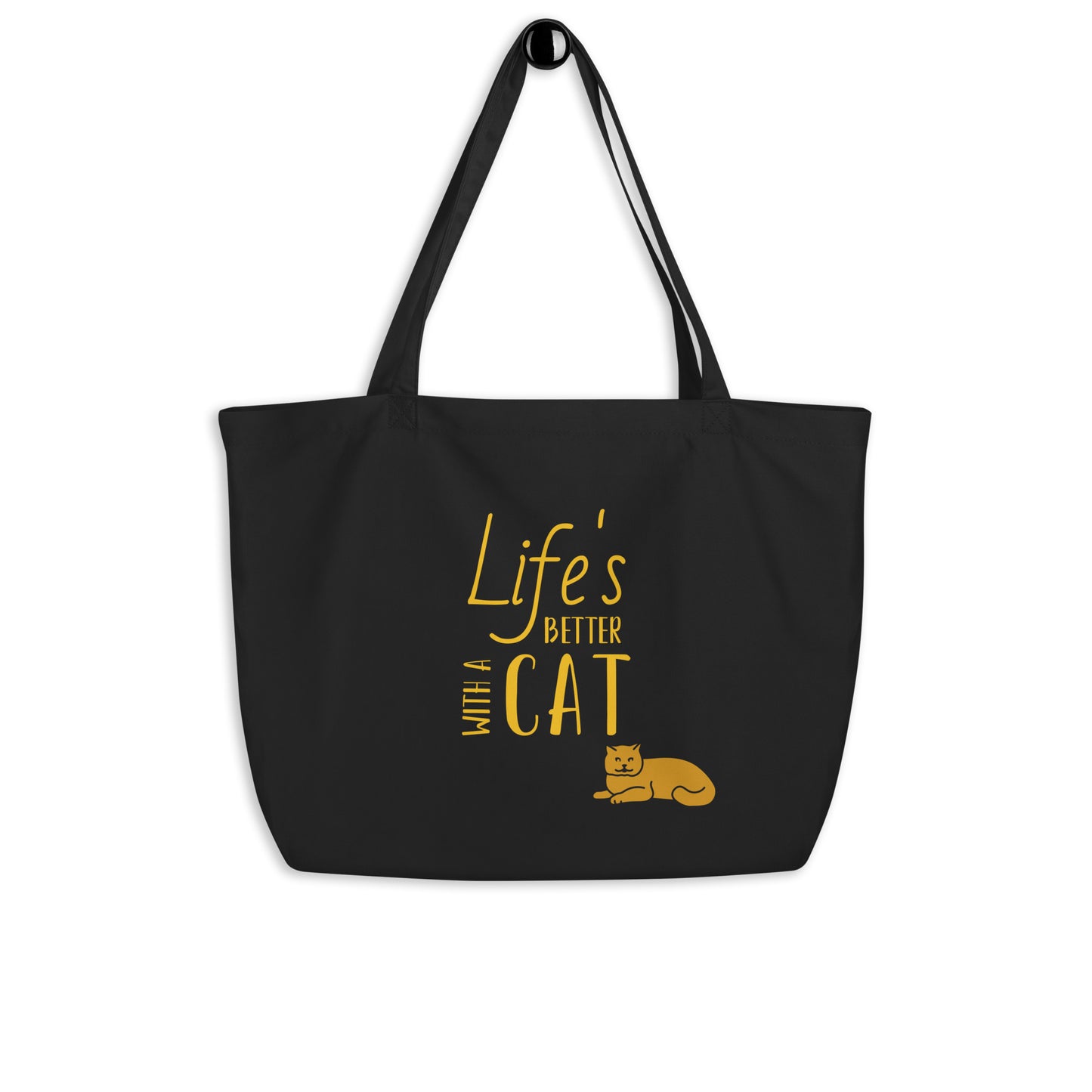 Life's Better With a Cat Large Organic Tote Bag