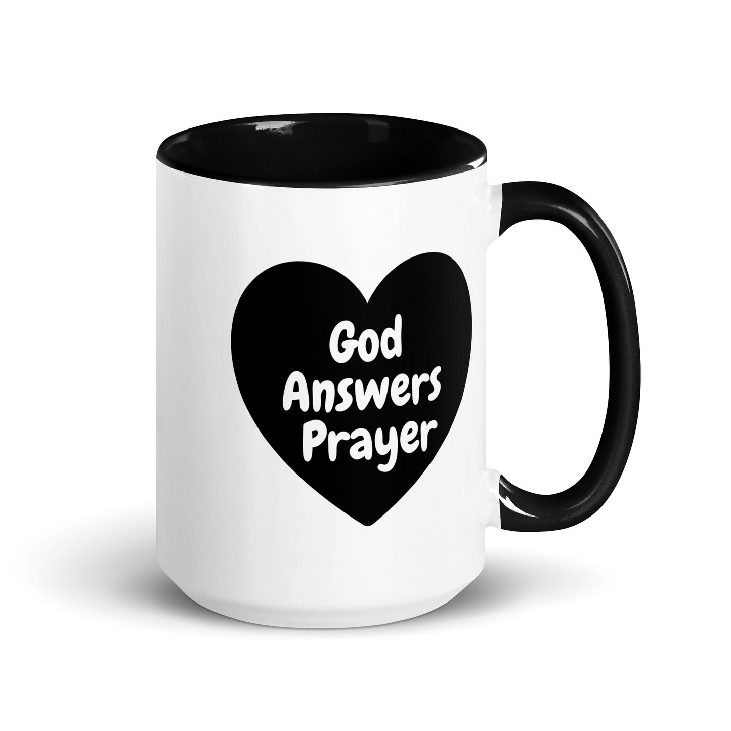 God Answers Prayer Mug with Black Color Inside