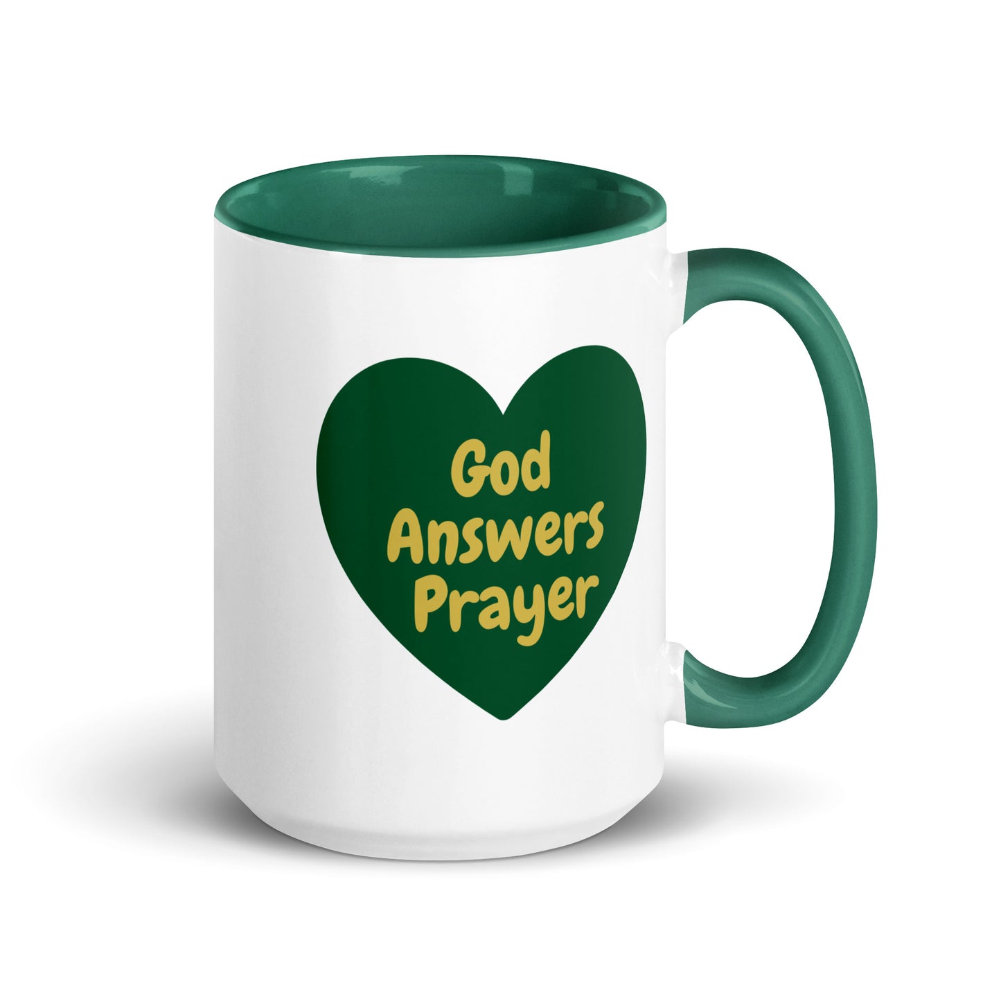 God Answers Prayer Mug with Green Color Inside