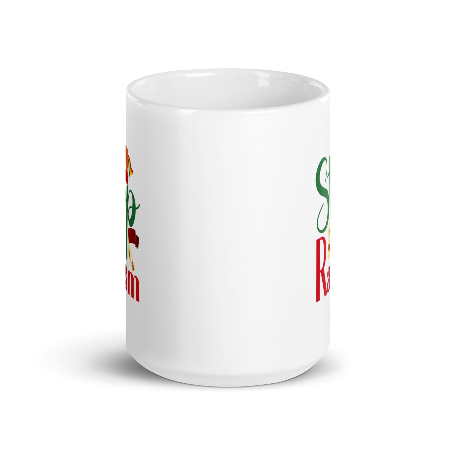 Stop Racism White Glossy Mug