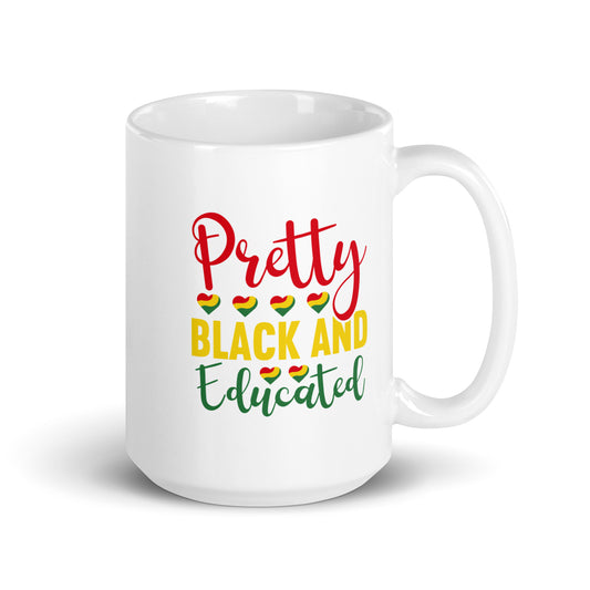 Black Educated White Glossy Mug