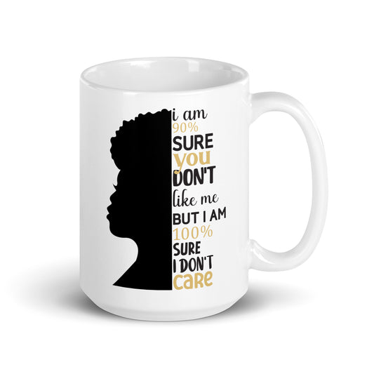 Don't Care White Glossy Mug