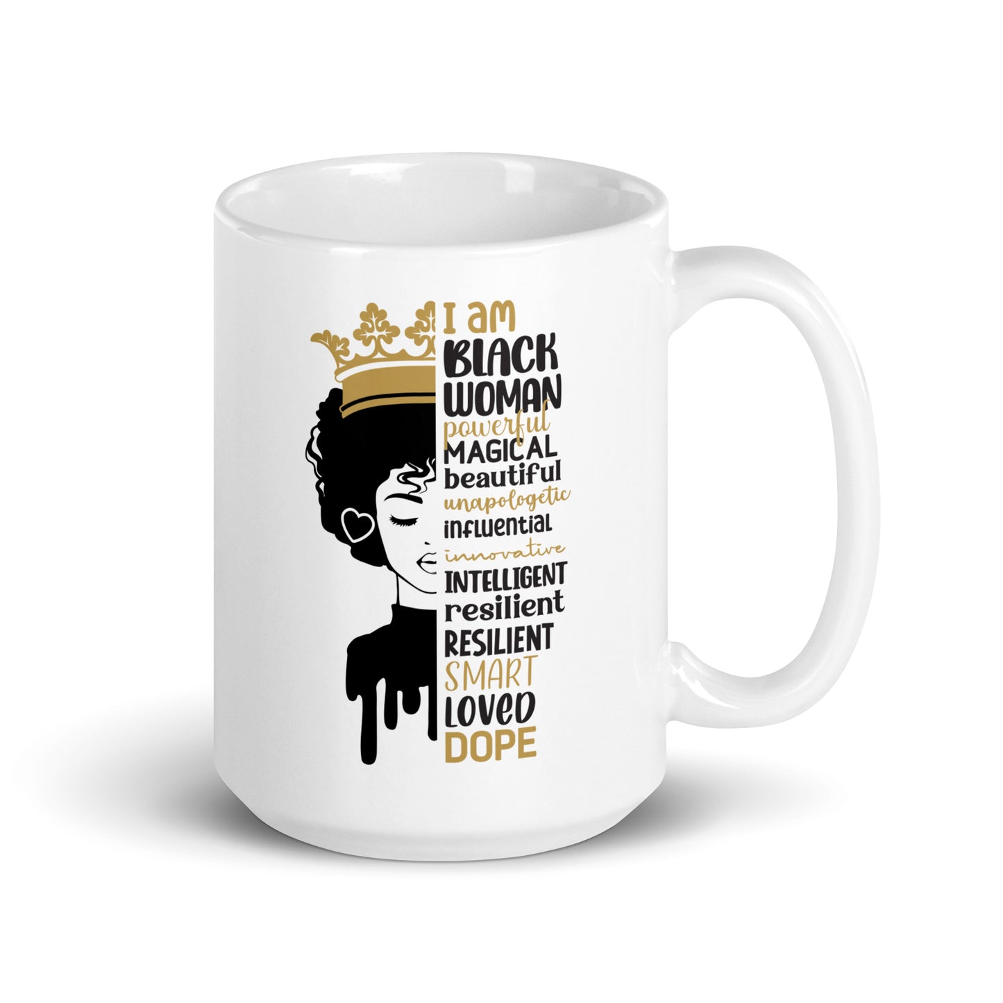 Black Woman White Glossy Mug