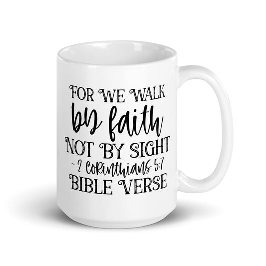 By Faith White Glossy Mug